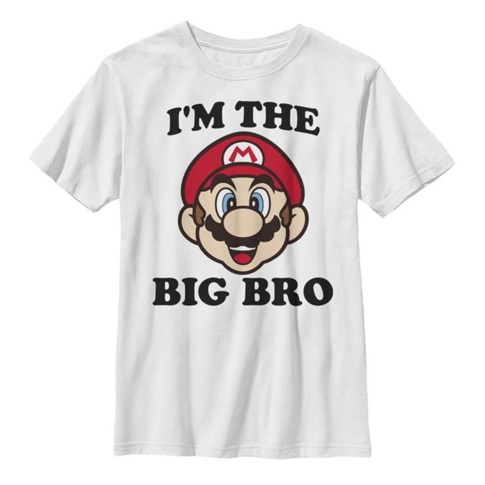 NWT Nintendo Boys "I'm The Big Bro" Mario T-shirt -‎ Color White - Size XS